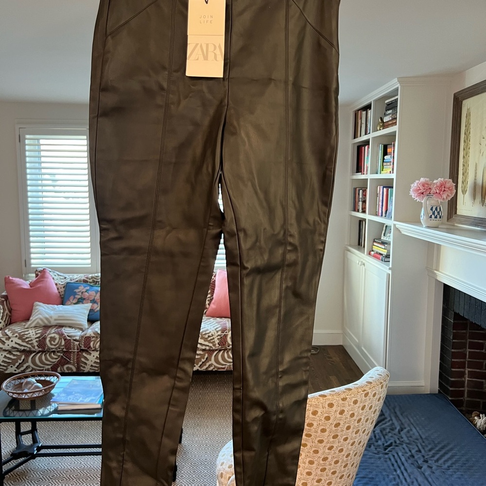 Zara Black Faux Leather Pants